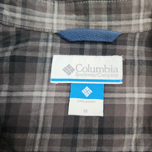 Columbia Mens Out and Back Long Sleeve Shirt Size Medium Black Backland Tartan - Picture 6 of 10